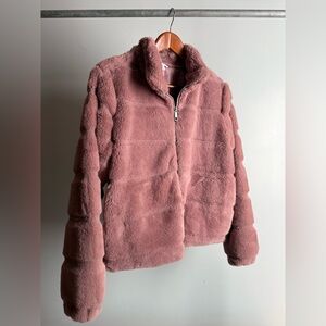 Time and Tru Women's Teddy Jacket in Blush Rose Pink